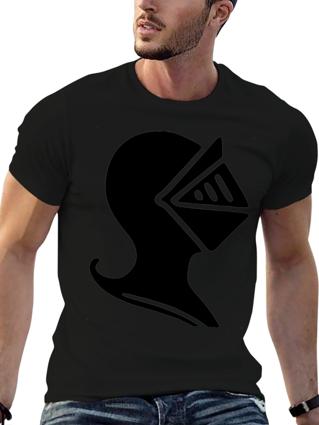 Knight Helmet Graphic T-Shirt - Black