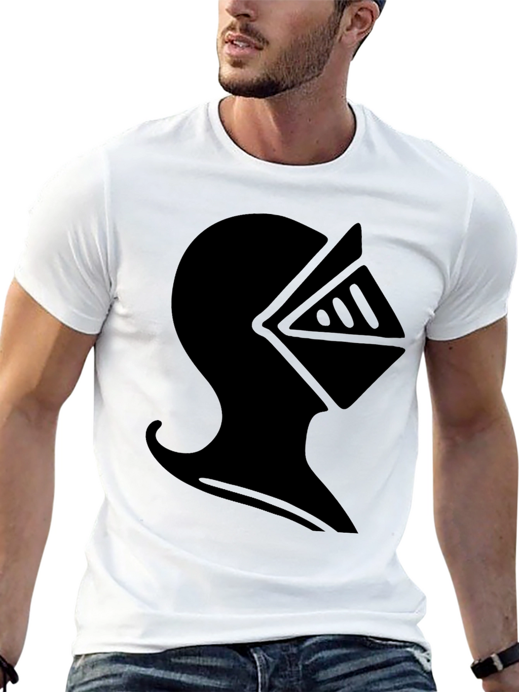 Knight Helmet Graphic T-Shirt - Black