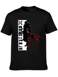 Anime Warrior Graphic Black T-Shirt