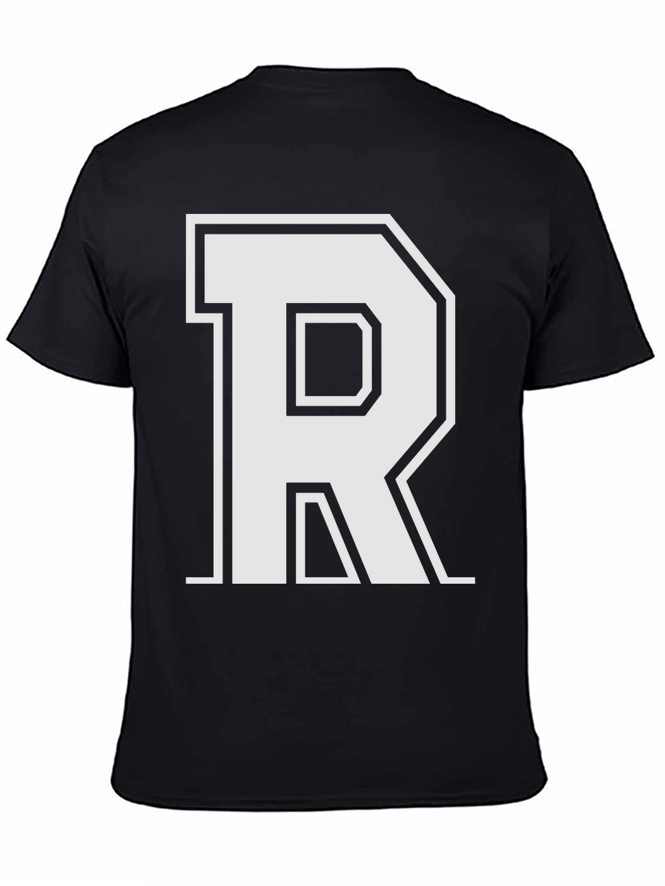 Varsity Style Letter R T-Shirt - Black