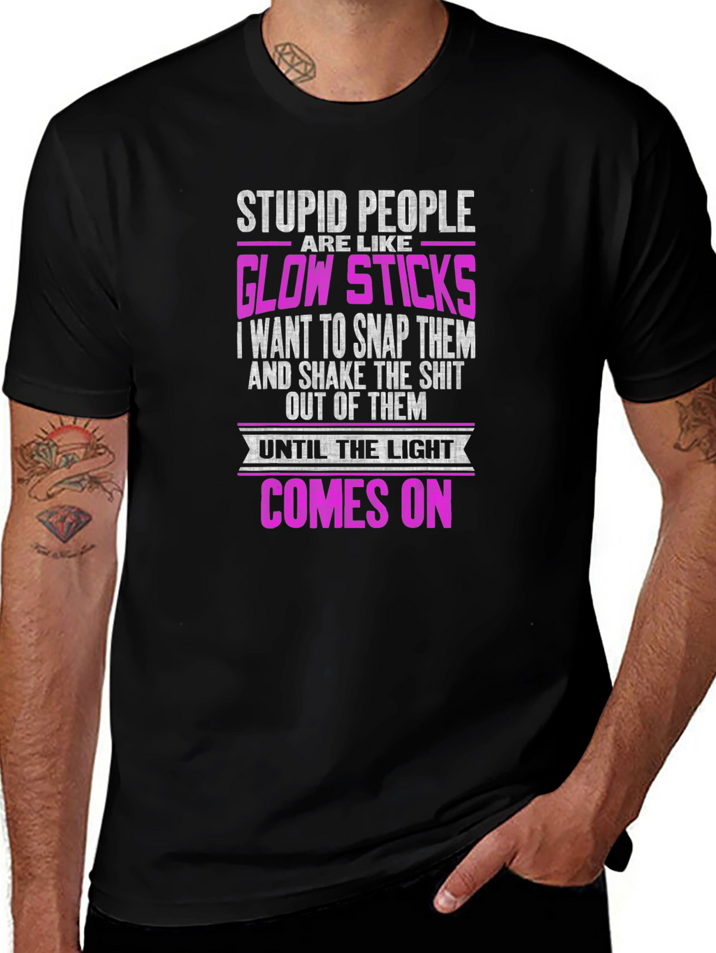 Stupid People Glow Sticks Graphic T-Shirt