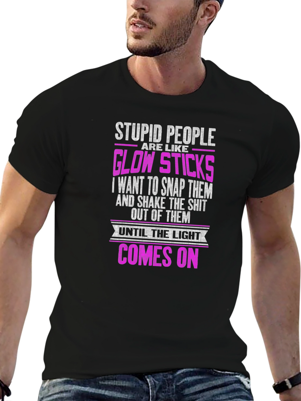 Stupid People Glow Sticks Graphic T-Shirt