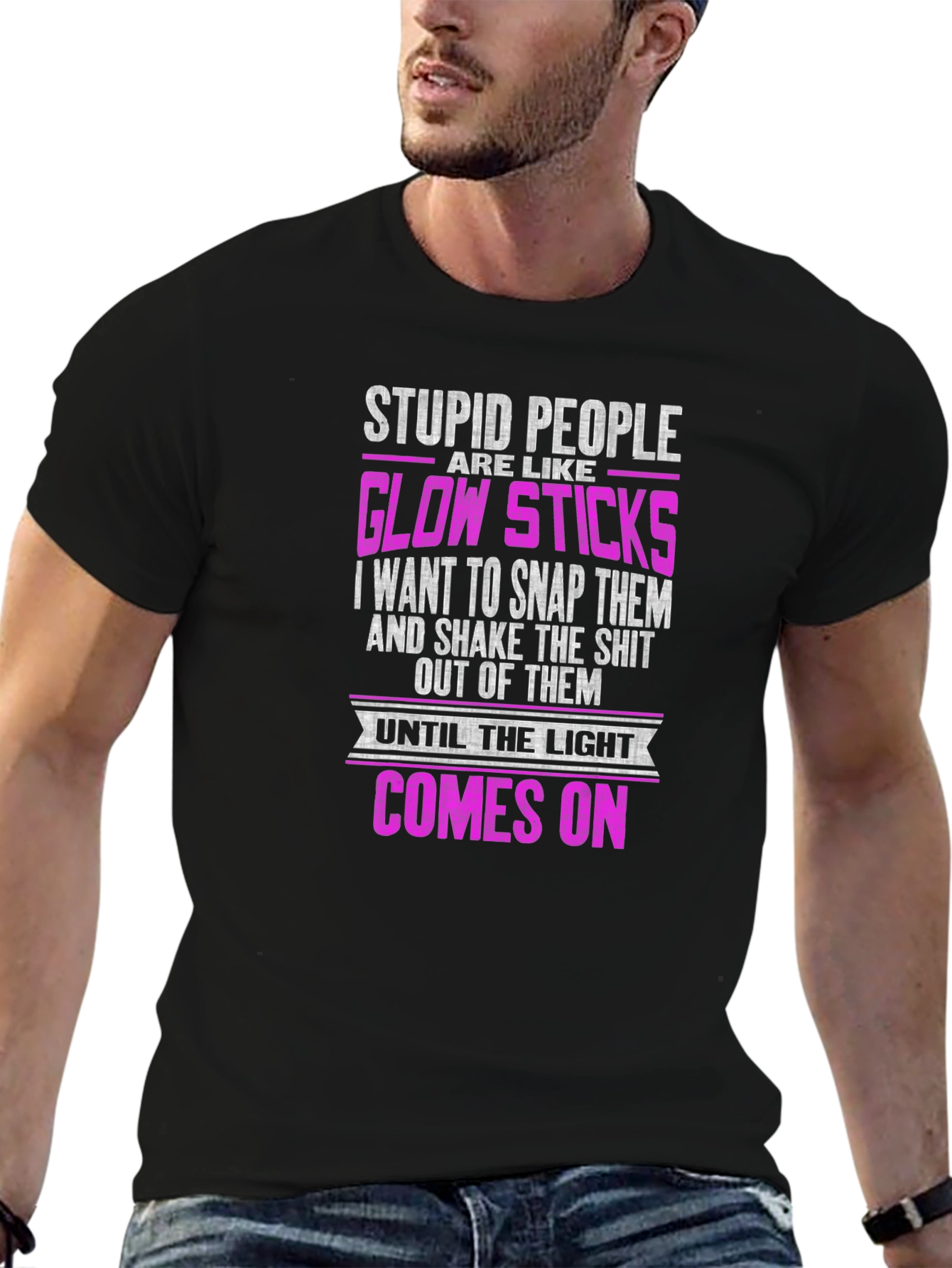 Stupid People Glow Sticks Graphic T-Shirt