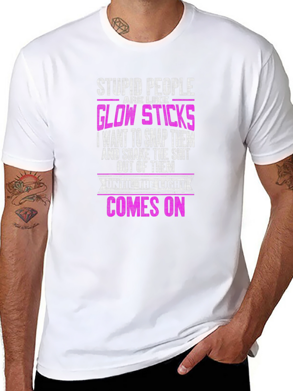 Stupid People Glow Sticks Graphic T-Shirt
