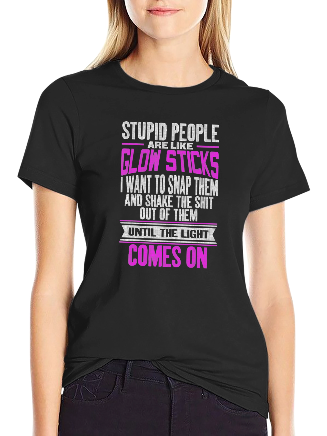 Stupid People Glow Sticks Graphic T-Shirt