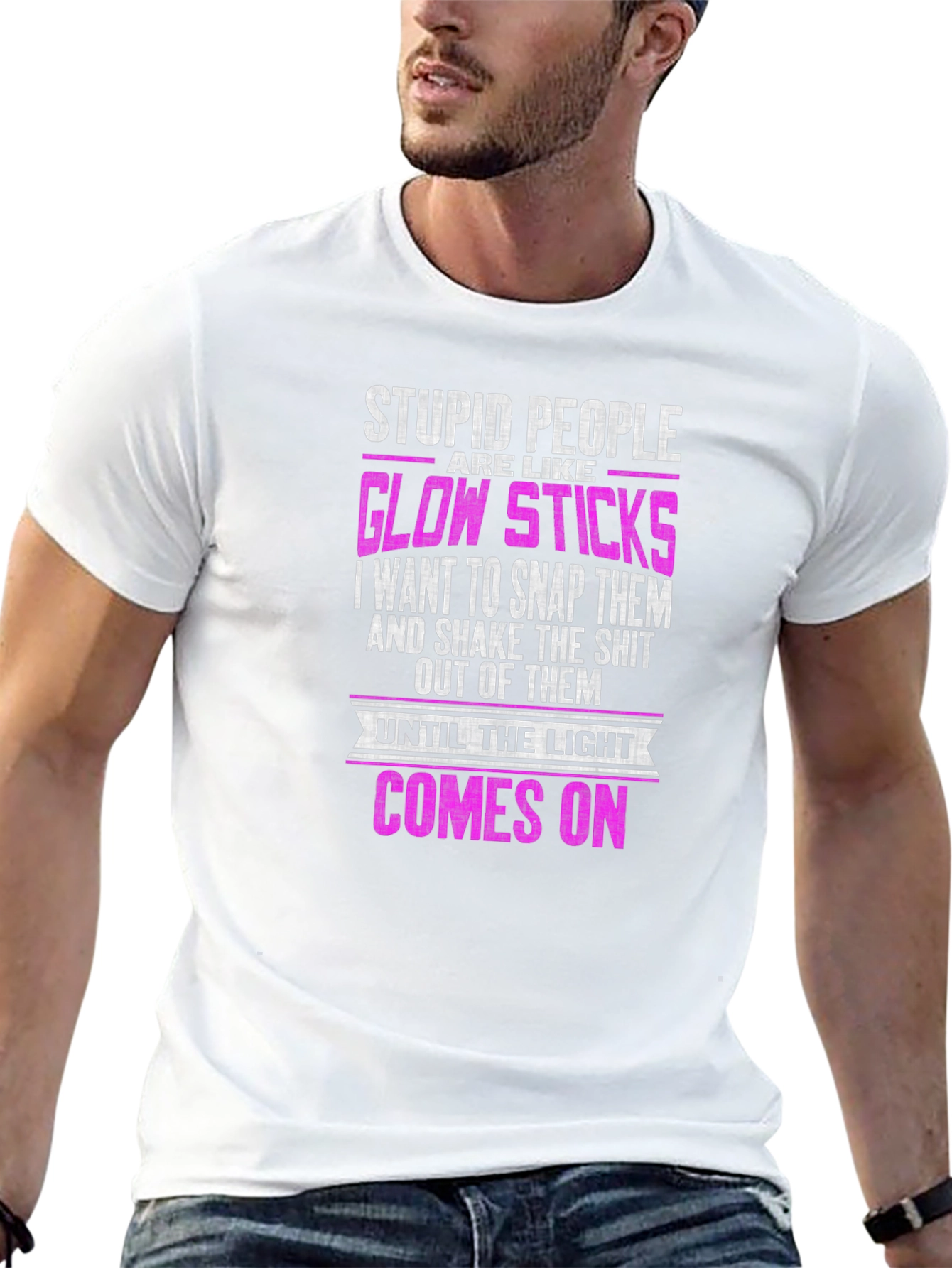 Stupid People Glow Sticks Graphic T-Shirt
