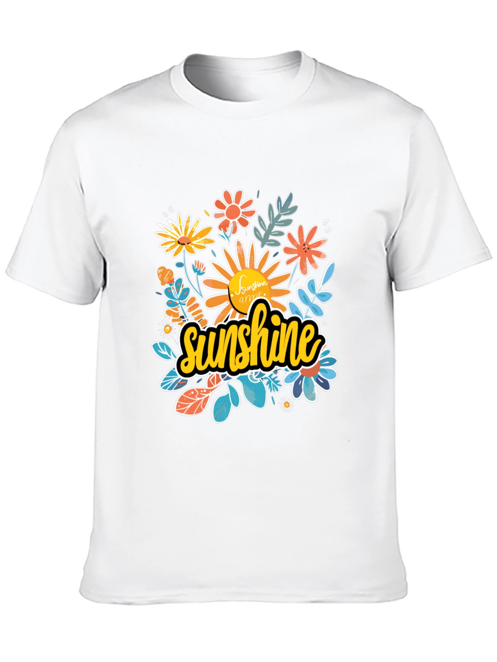 Sunshine Floral Graphic Black T-Shirt