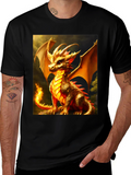 Dragon Graphic Tee - Black Cotton Blend T-Shirt