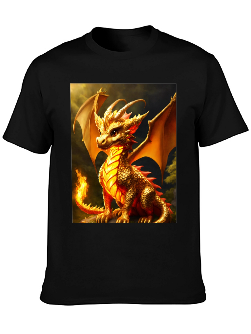 Dragon Graphic Tee - Black Cotton Blend T-Shirt