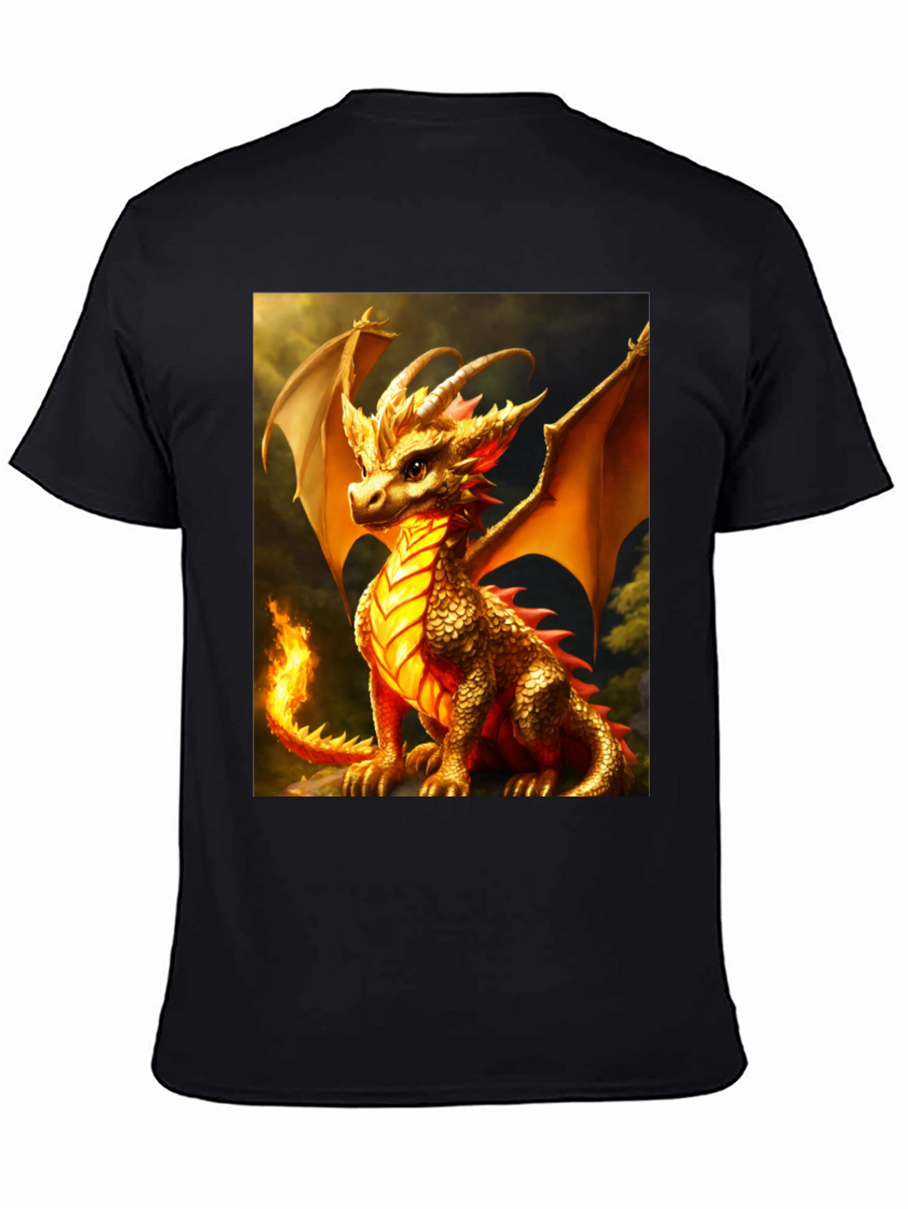 Dragon Graphic Tee - Black Cotton Blend T-Shirt
