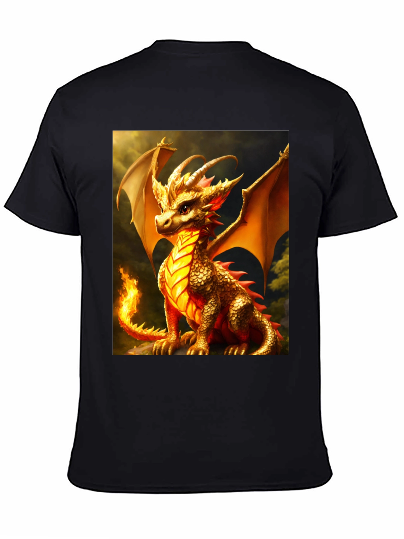 Dragon Graphic Tee - Black Cotton Blend T-Shirt