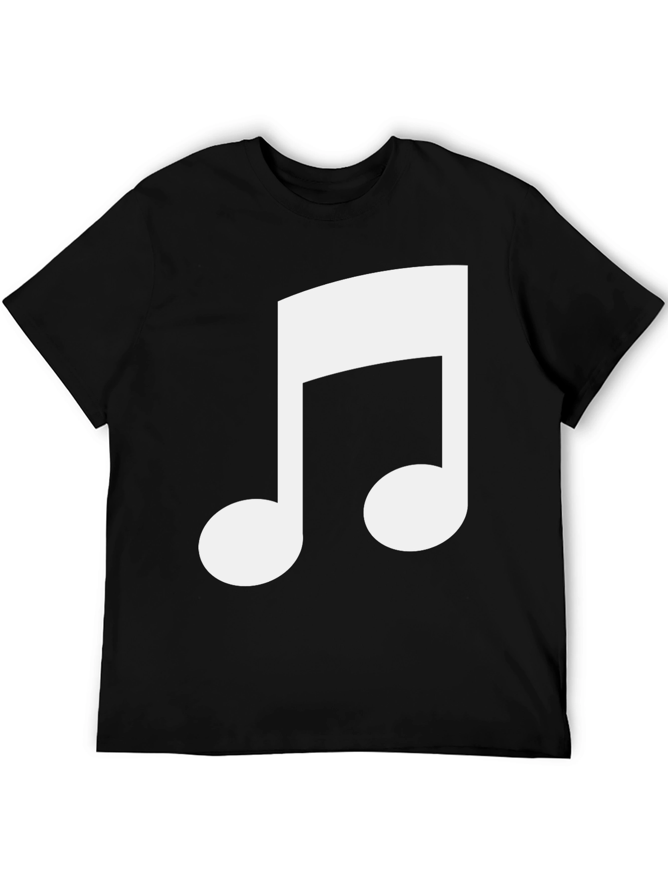 Black T-Shirt with White Musical Note Design