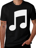 Black T-Shirt with White Musical Note Design