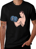 Funny Cartoon Muscle Man Gym Workout T-Shirt
