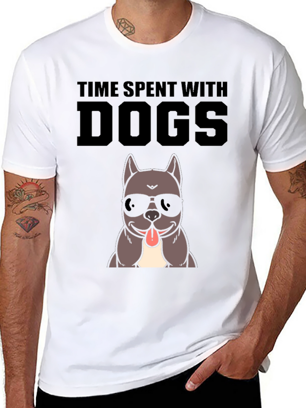 Time Spent With Dogs Black Graphic T-Shirt