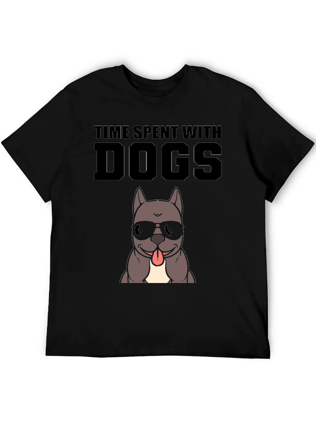 Time Spent With Dogs Black Graphic T-Shirt