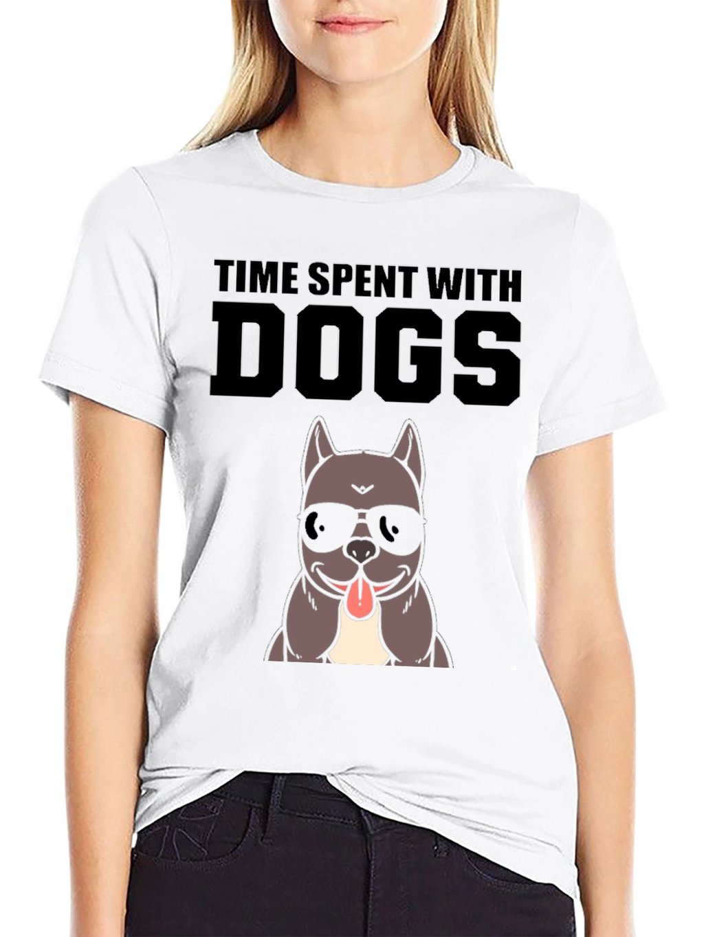 Time Spent With Dogs Black Graphic T-Shirt