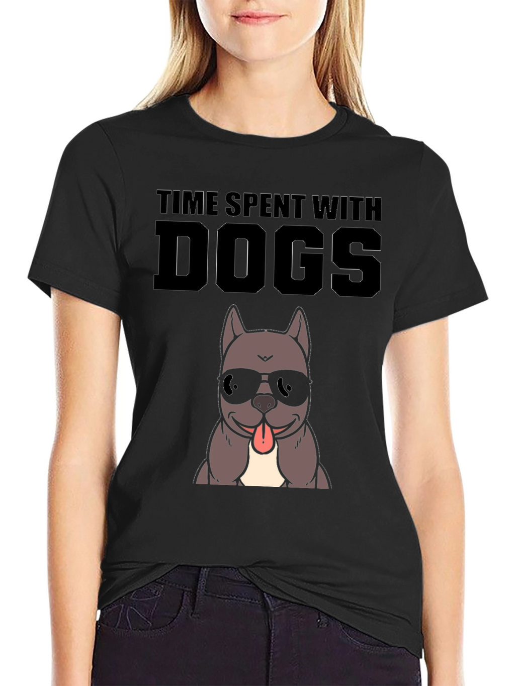 Time Spent With Dogs Black Graphic T-Shirt