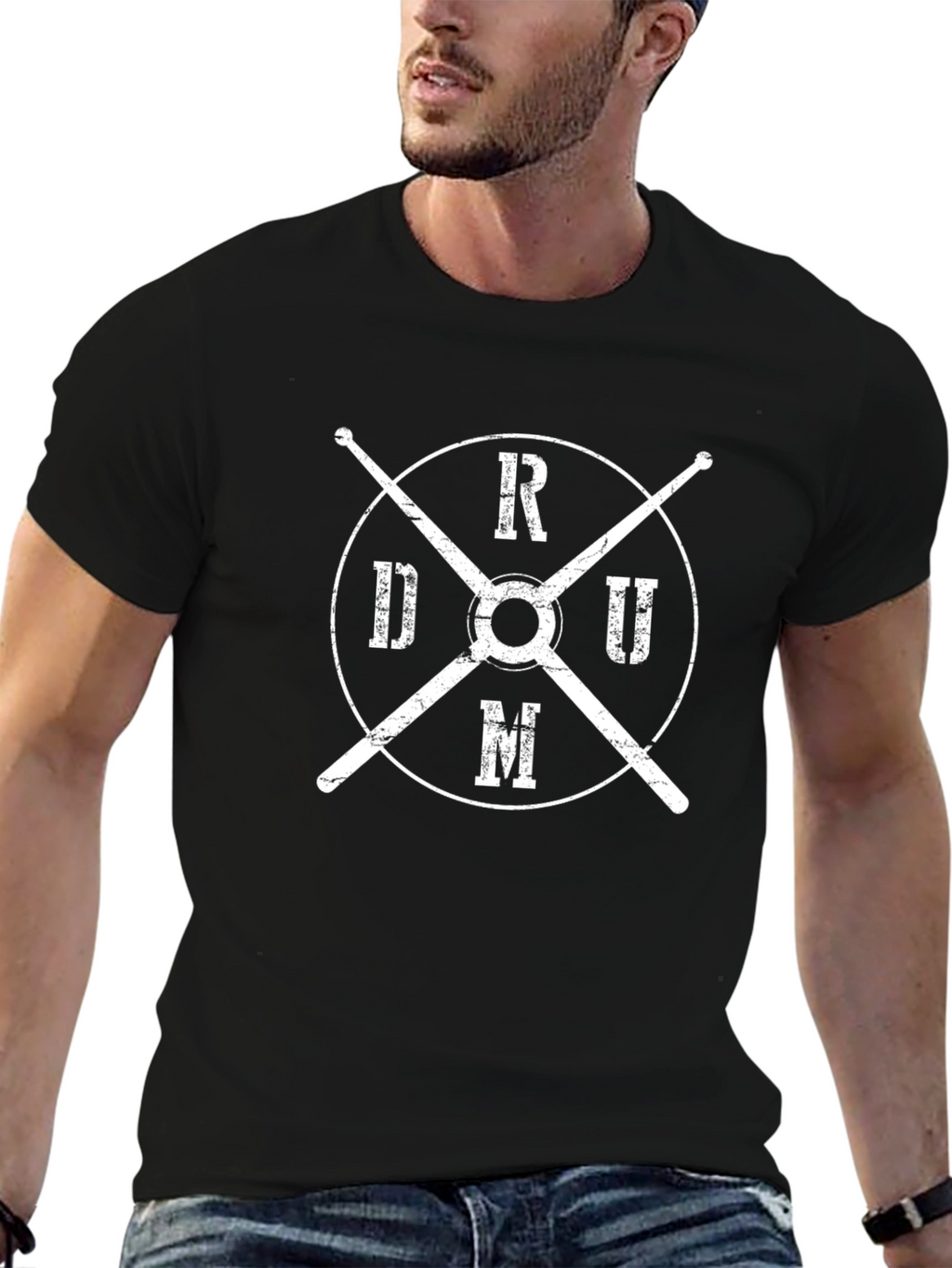 Drum T-Shirt with Drumsticks Design