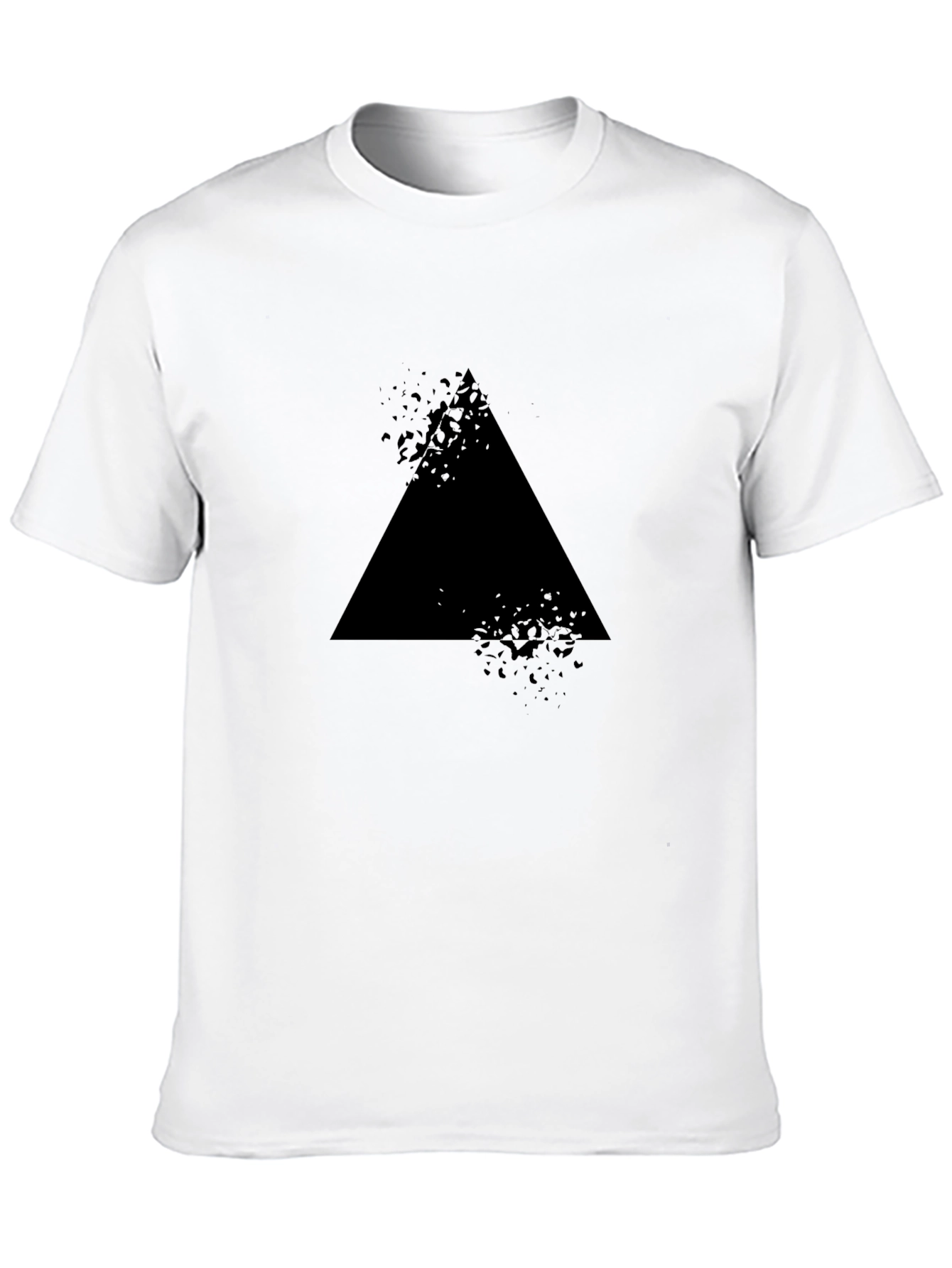 Mens Black T-Shirt with Abstract Triangle Design