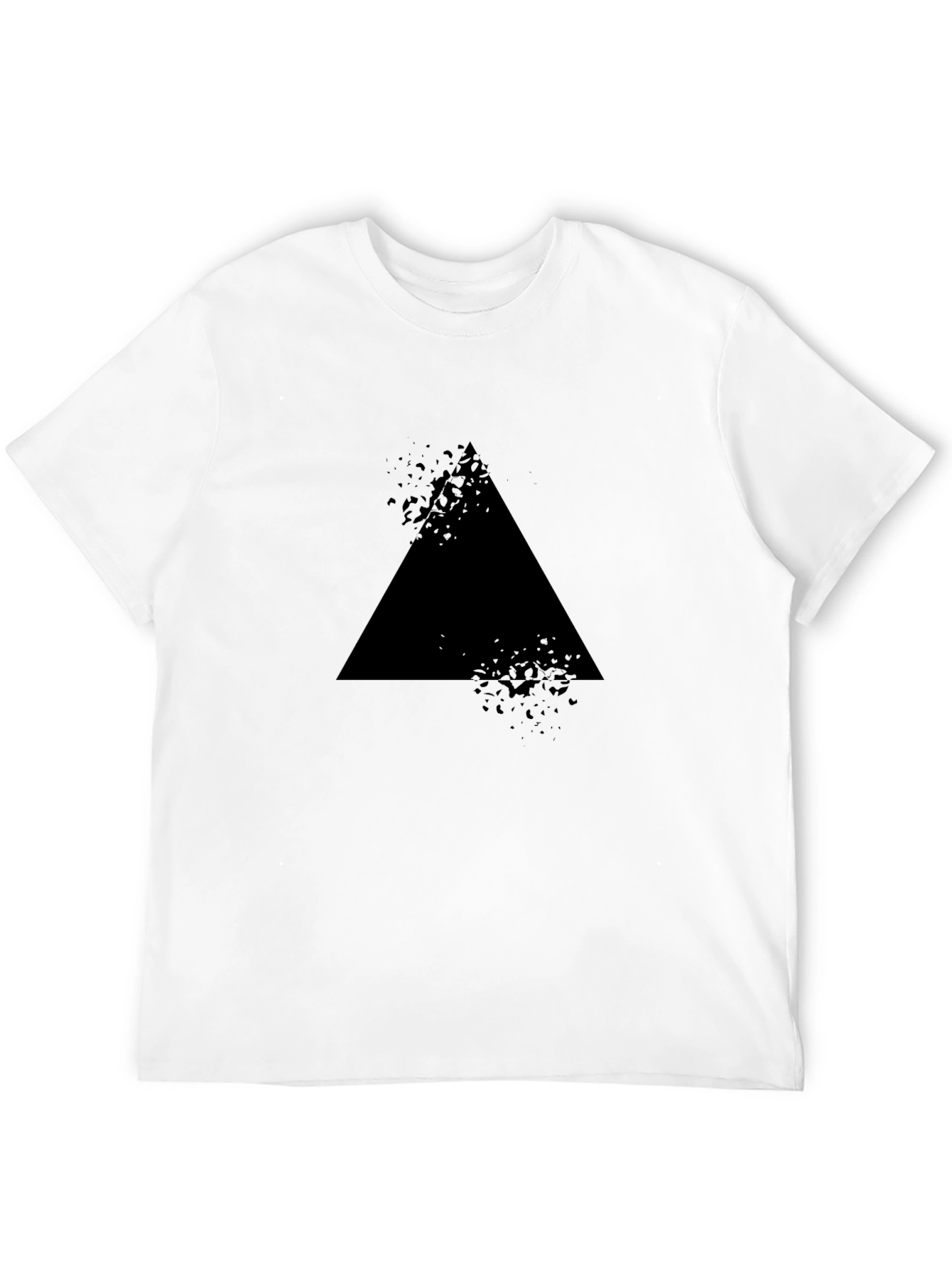 Mens Black T-Shirt with Abstract Triangle Design