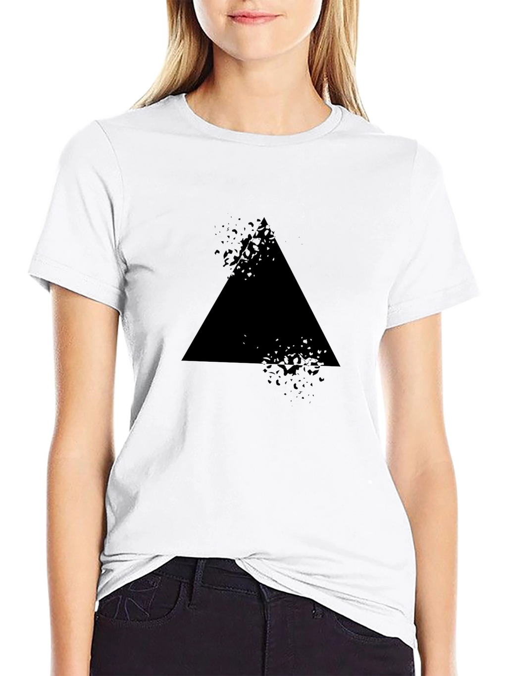 Mens Black T-Shirt with Abstract Triangle Design