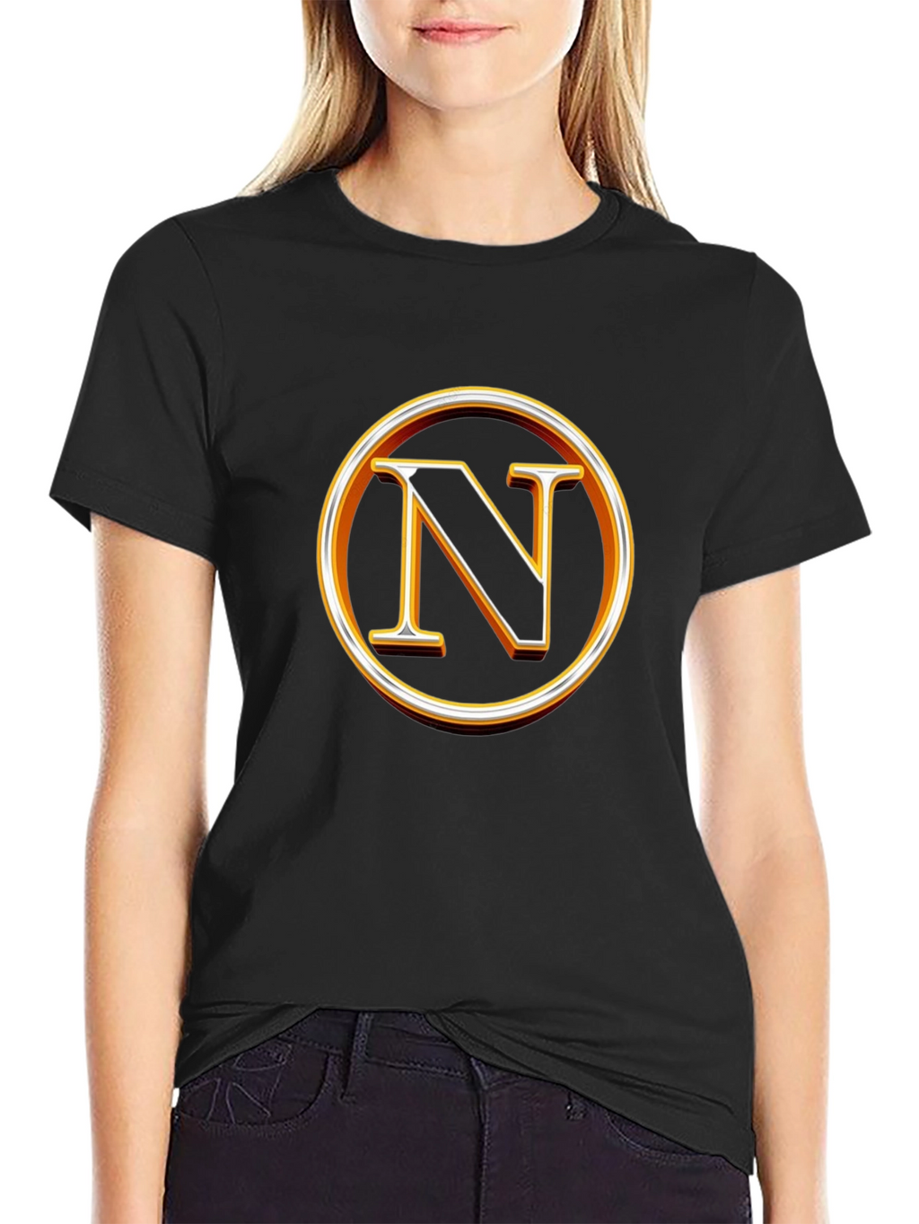 Letter N Graphic Tee - Black