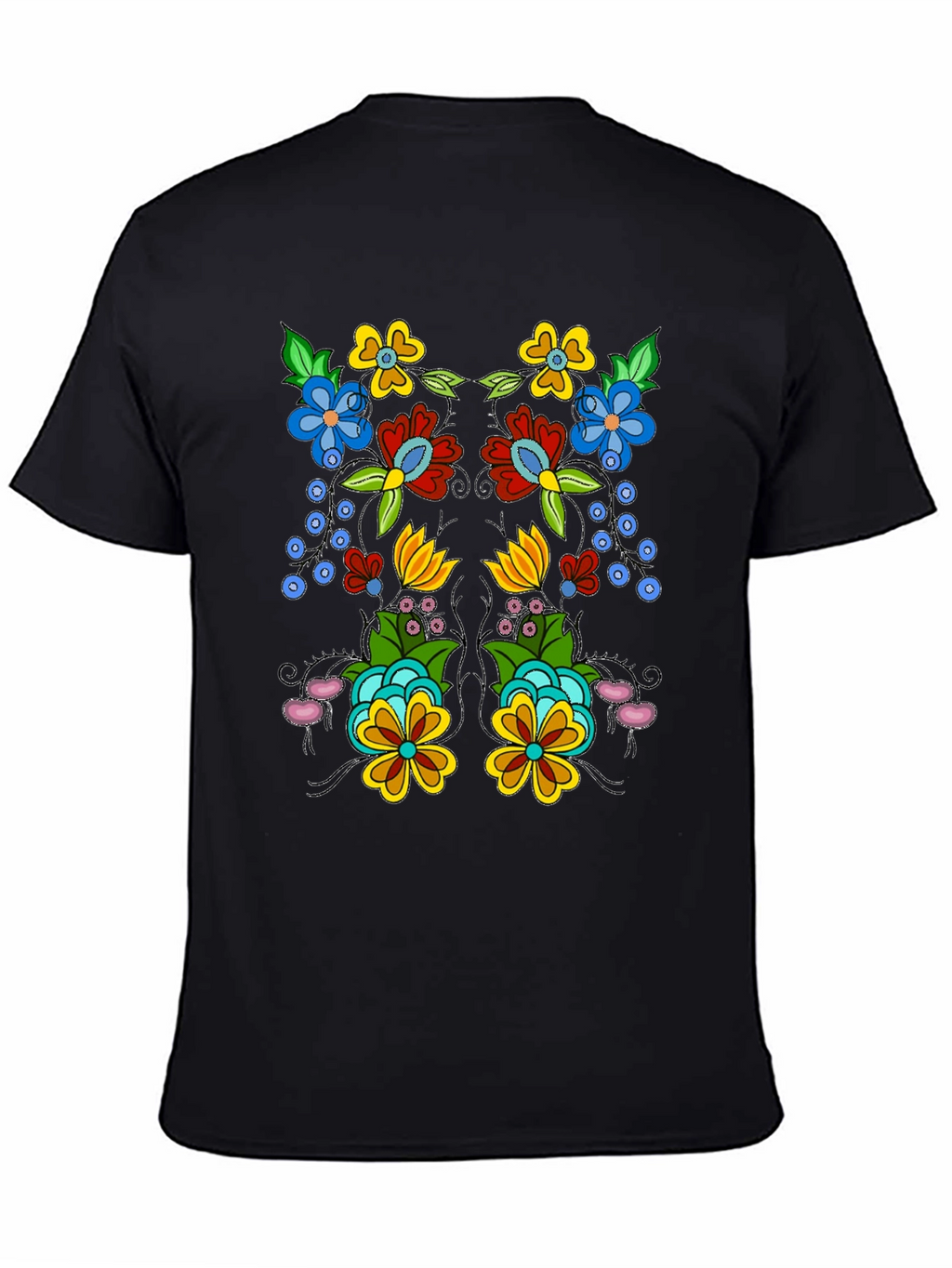 Floral Design Black T-Shirt