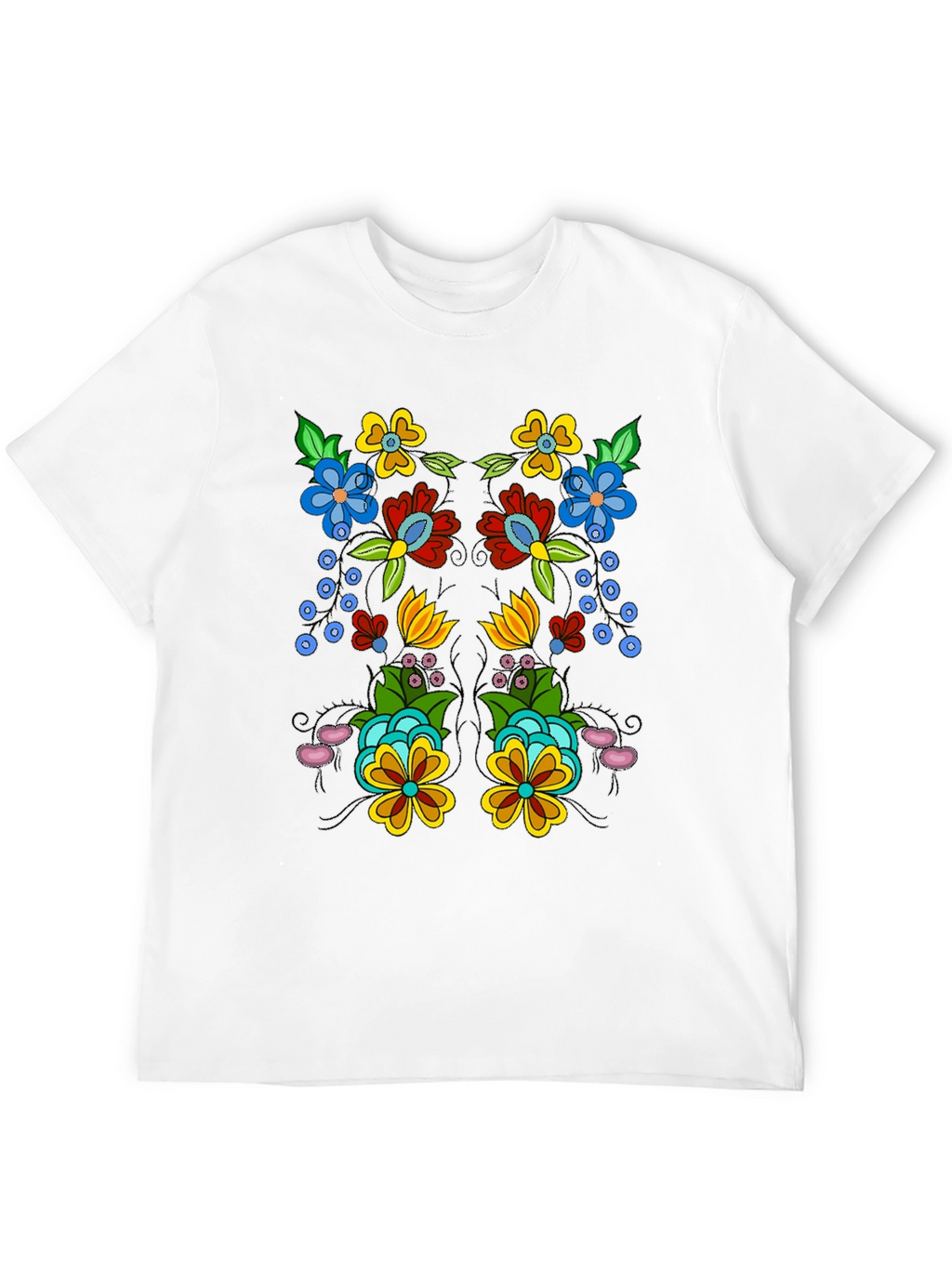 Floral Design Black T-Shirt