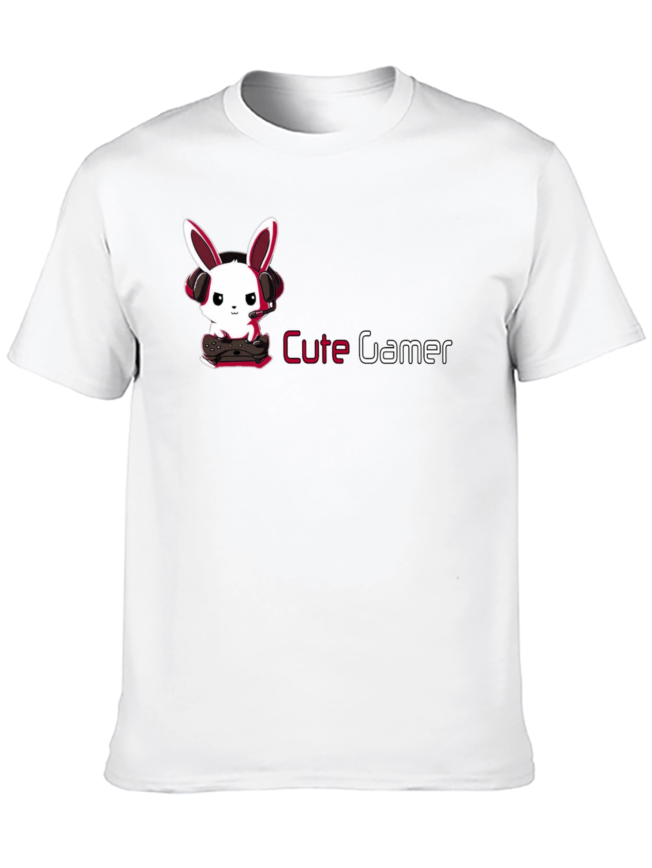 Cute Gamer Bunny T-Shirt - Black Cotton Tee