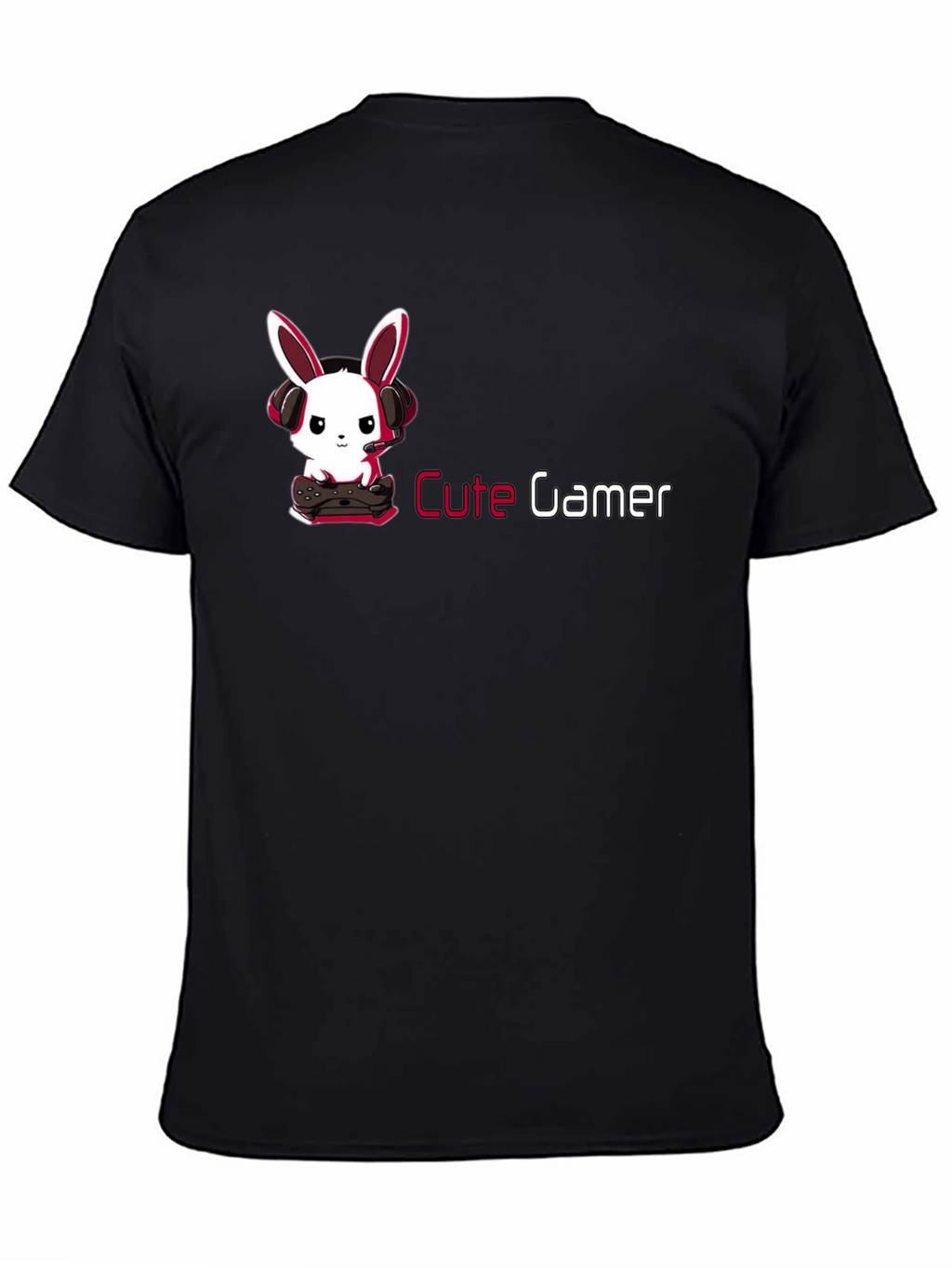 Cute Gamer Bunny T-Shirt - Black Cotton Tee