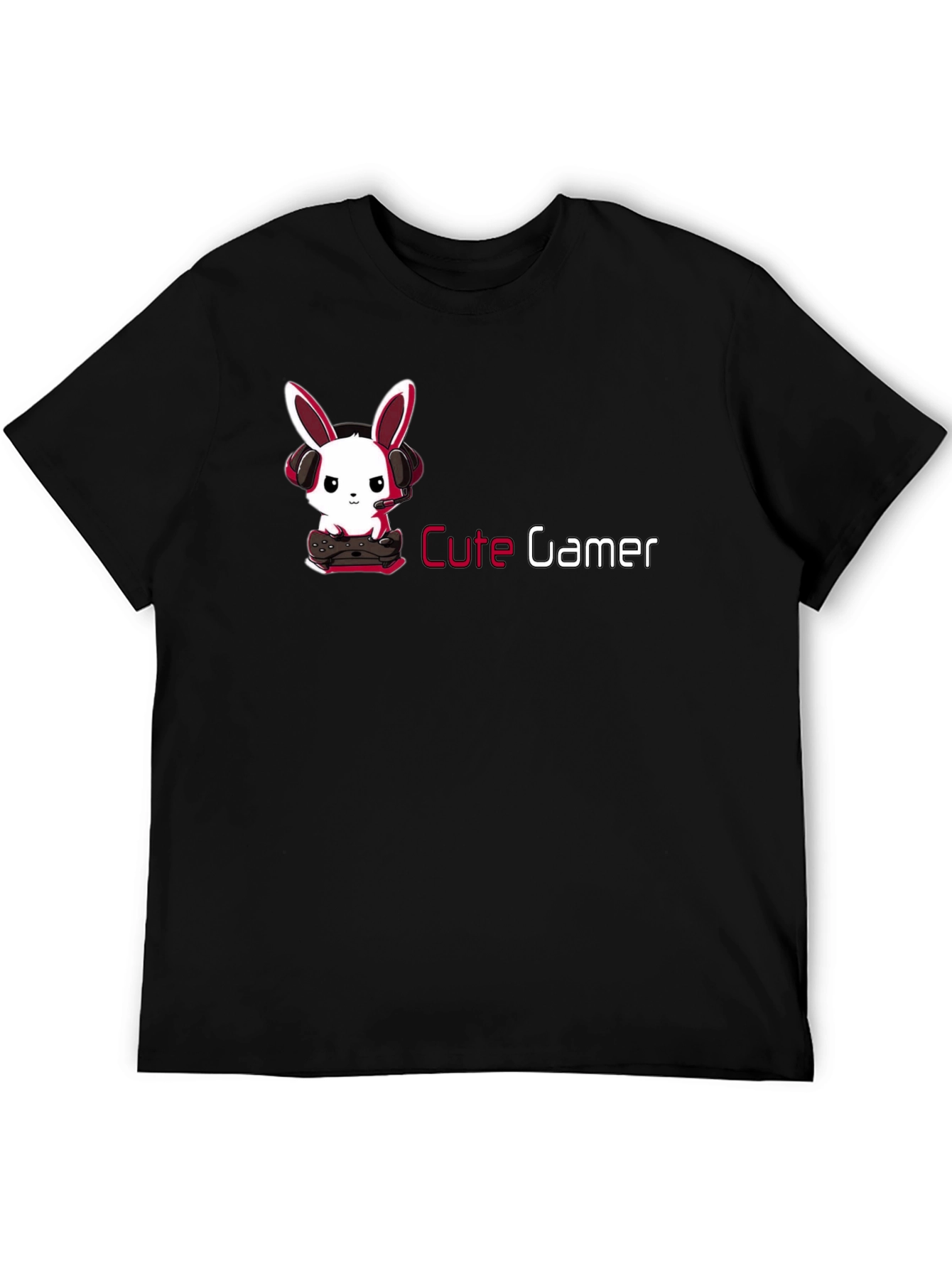 Cute Gamer Bunny T-Shirt - Black Cotton Tee