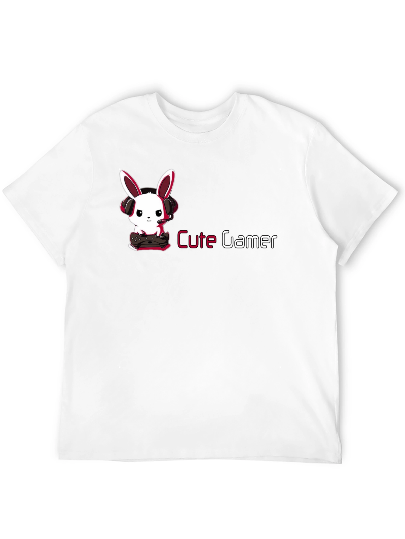 Cute Gamer Bunny T-Shirt - Black Cotton Tee