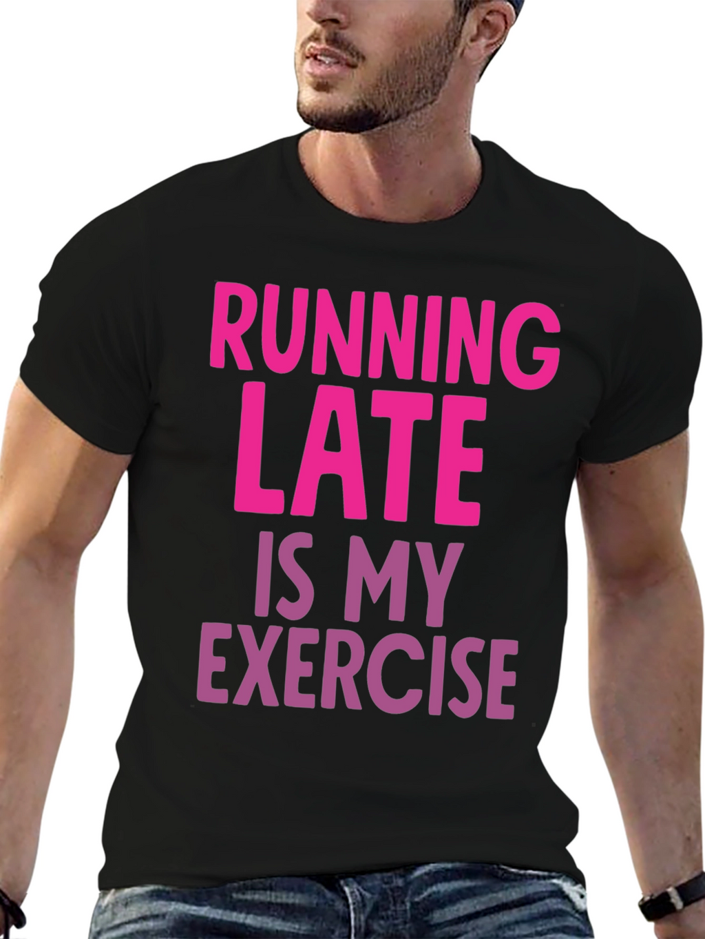 Funny Running Late Exercise Graphic T-Shirt