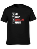 Eat Sleep Slackline Repeat Black T-Shirt