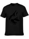 Mens Black T-Shirt with Fox Graphic