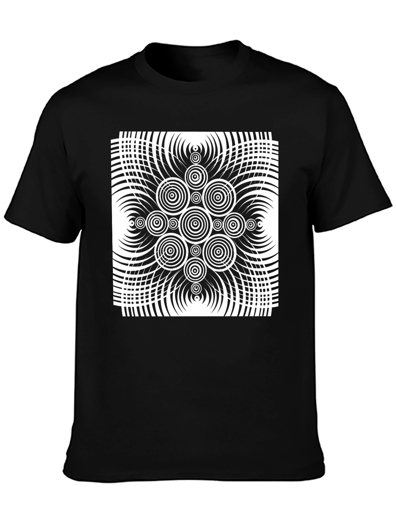 Optical Illusion Graphic Print Black T-Shirt