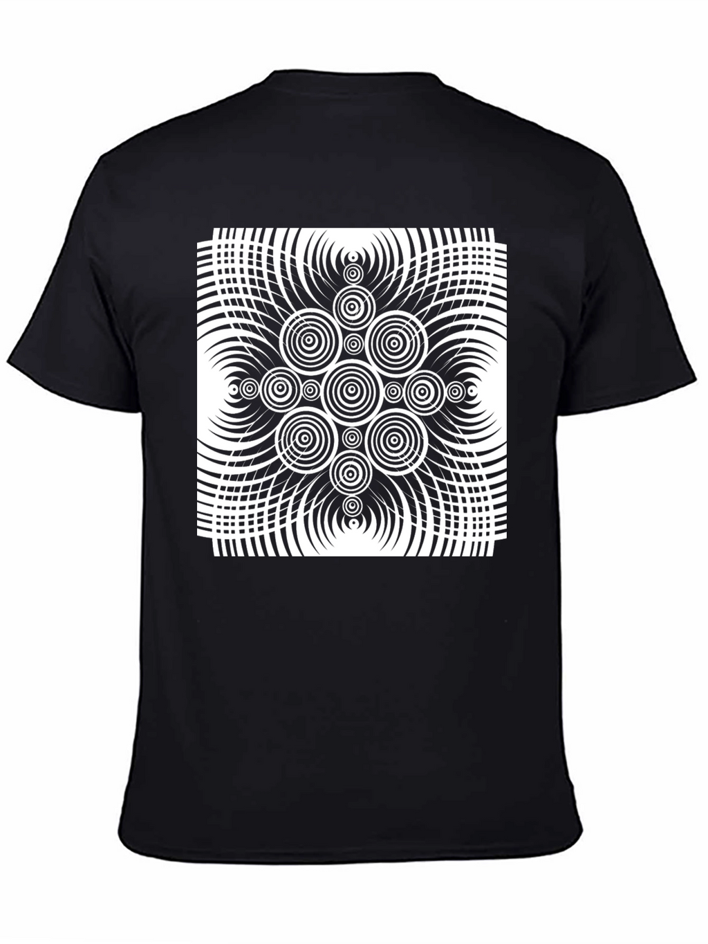 Optical Illusion Graphic Print Black T-Shirt