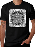 Optical Illusion Graphic Print Black T-Shirt