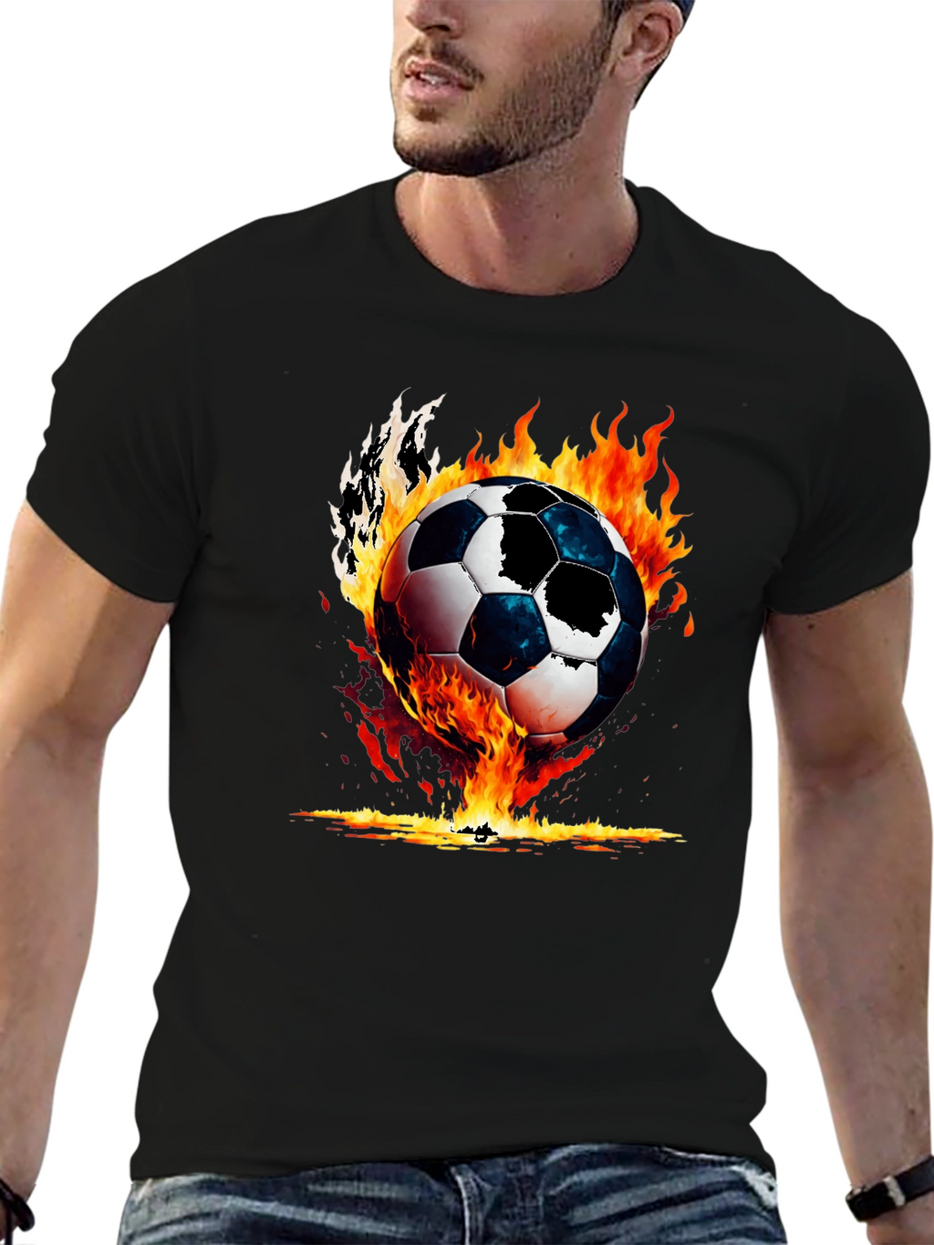Fiery Soccer Ball Graphic Tee