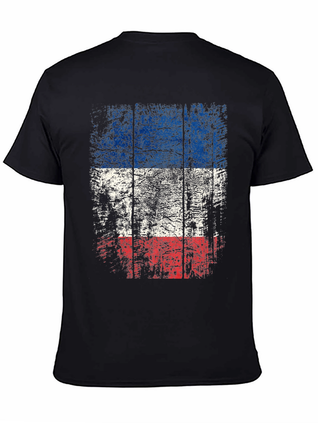 Distressed Flag Graphic Tee - Mens Casual Black T-Shirt