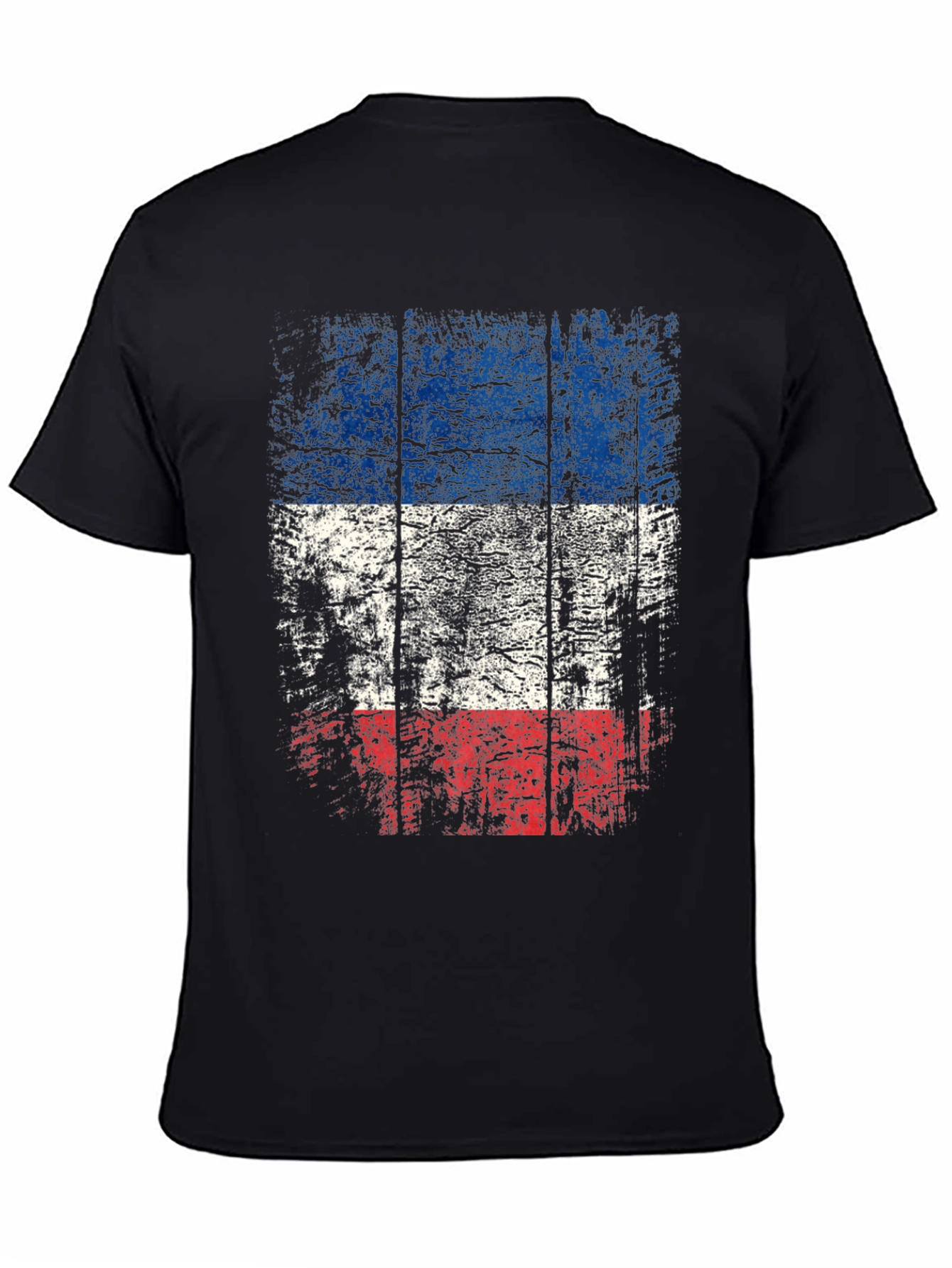 Distressed Flag Graphic Tee - Mens Casual Black T-Shirt
