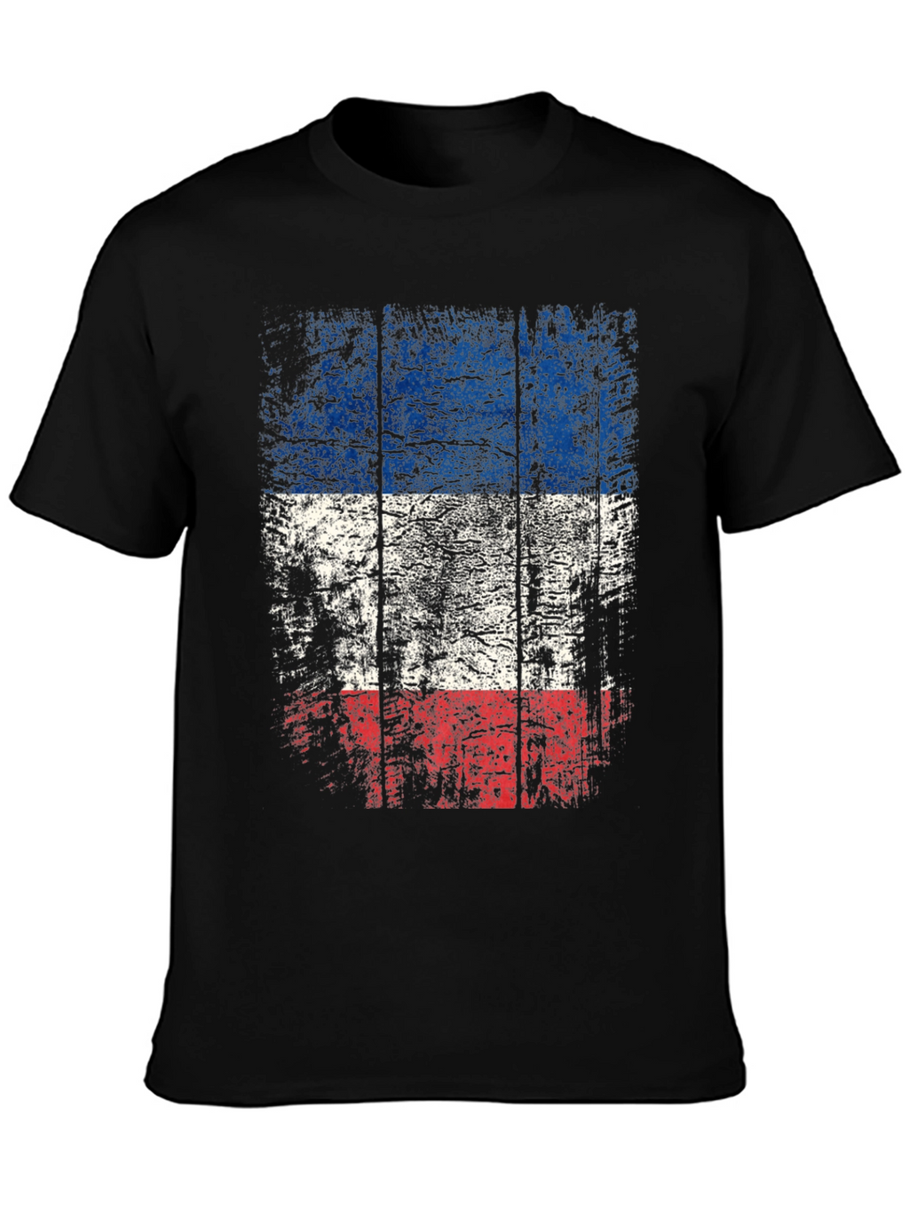 Distressed Flag Graphic Tee - Mens Casual Black T-Shirt