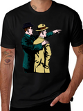 Retro Detective Graphic Tee - Pointing Duo
