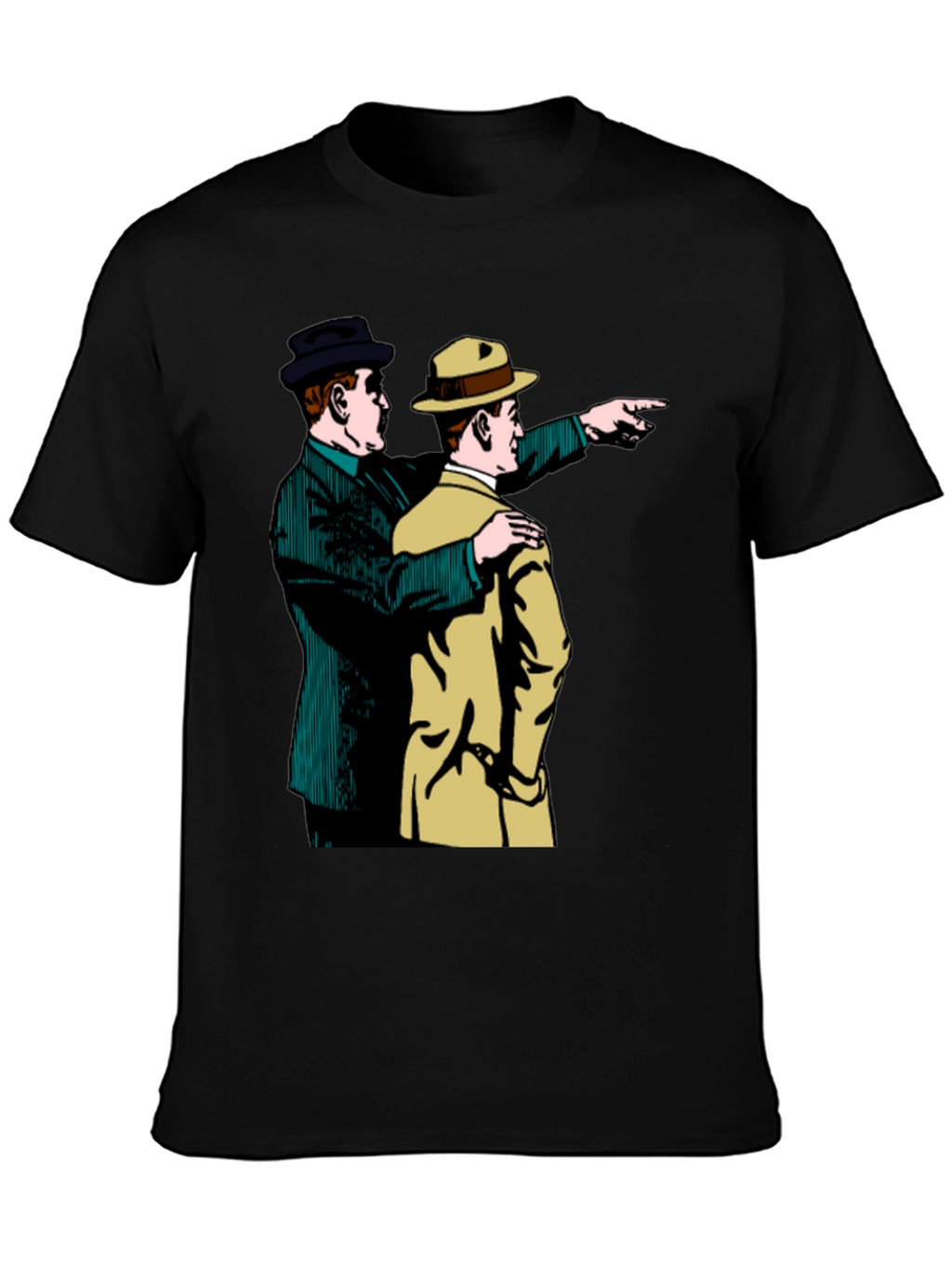 Retro Detective Graphic Tee - Pointing Duo
