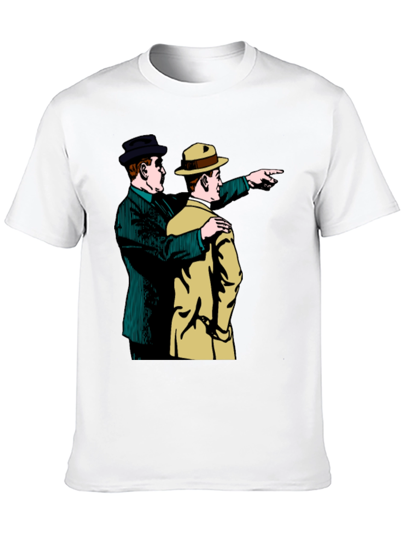 Retro Detective Graphic Tee - Pointing Duo