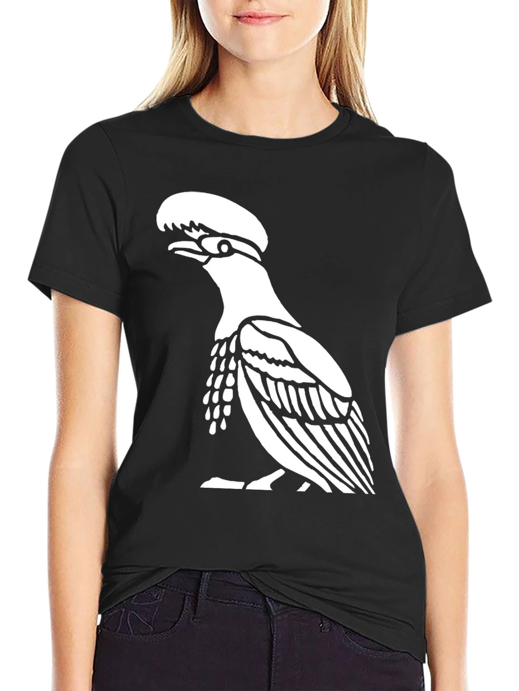 Black T-Shirt with Bird Design
