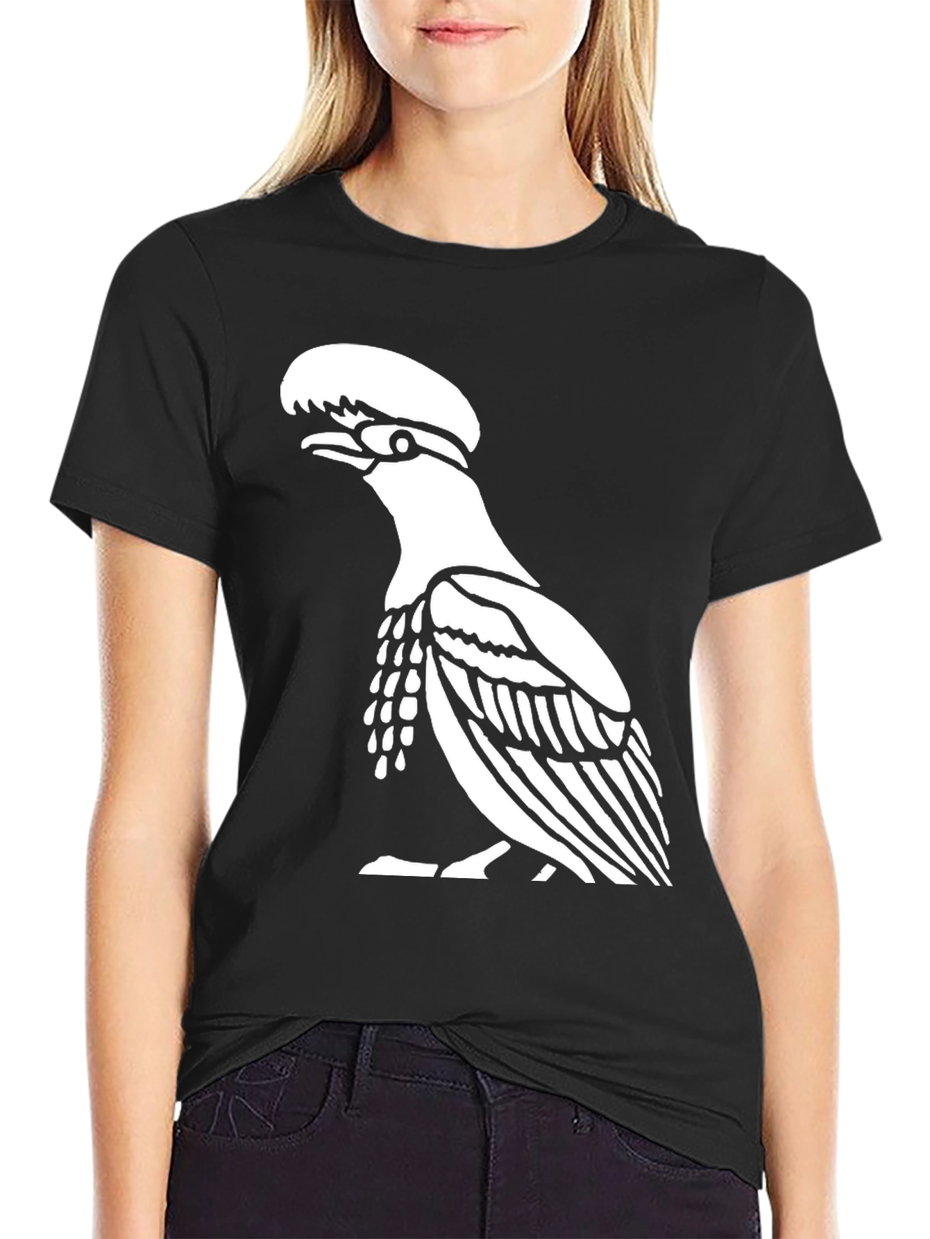 Black T-Shirt with Bird Design