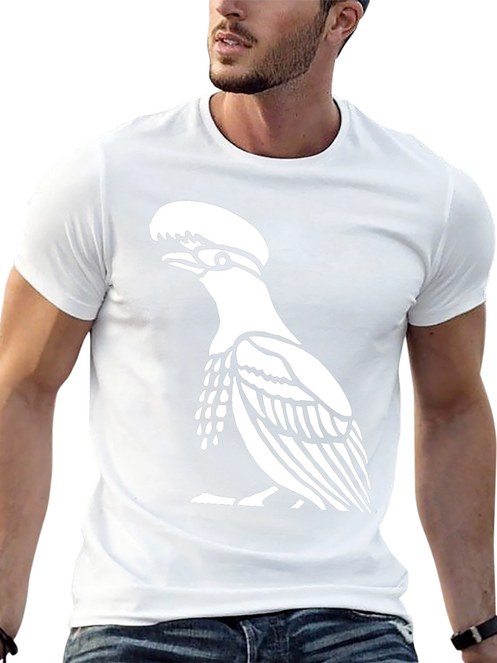 Black T-Shirt with Bird Design