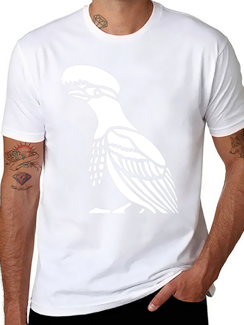 Black T-Shirt with Bird Design